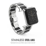 Universal Stainless Steel and Black Ceramics, Apple Compatible Strap (Watch not Included)