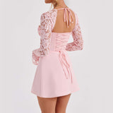 Fashionable Lace Corset, Long Sleeve Dress, Y2K Short Frock