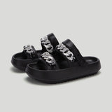 Chains Thick-soled Slippers for Women, Indoor Floor House Shoes, Summer Outdoor Eva Sandals, Two-wearing Beach Shoes