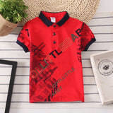 Boys' Printed Polo Shirt, Kids' Casual Short Sleeve Top for Children, Summer Wear