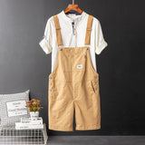 Men’s Retro Cargo Suspender Jumpsuit – Casual Straight Fit Korean Style Overalls