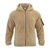 Plush Hooded Jacket, Men's Autumn and Winter Fleece Double-sided Wear, Warm Coat with Zipper, Loose Casual Jacket, Outdoor Clothing