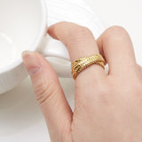 Copper Plated Faux Gold, High Color Snake Bone, Chain Ring