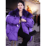 Fashion All-matching Fur Collar Cotton-padded Coat, Warm Quilted Jacket