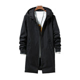 Solid Color Mid Length, Autumn Hooded Jacket Coat