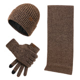 Thermal Knitting Cap, Scarf and Gloves, Three-piece Set