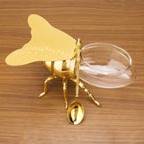 Classical Style Bee Sugar Bowl, Seasoning Jar with Spoon, Metal Crafts Kitchen Gadgets
