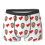 Personalized Face Photo Underwear, Heart Boxers Men's Briefs, Gifts for Husbands, Boyfriends