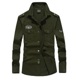 Solid Color Long Sleeves, Military Style Pocket Shirt