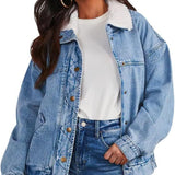 Women's Denim Jacket, Fur Collar Denim Coat