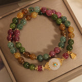 Natural Tourmaline Double Ring Jade Twin Bracelet – Luxury Women’s Jewelry