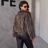 Winter Warm Contrast Color, Women's Fur Jacket