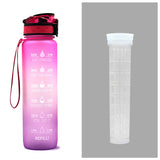 Tritan Water Bottle with Time Marker Bounce Cover, Motivational Water Bottle with Leakproof Lid for Sports Cycling and Outdoors