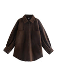 Vintage Woolen Shirt Top Spring Winter New Loose Profile Shirt Coat