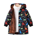 Children's Dinosaur Fleece Lined Coat, Winter Clothing