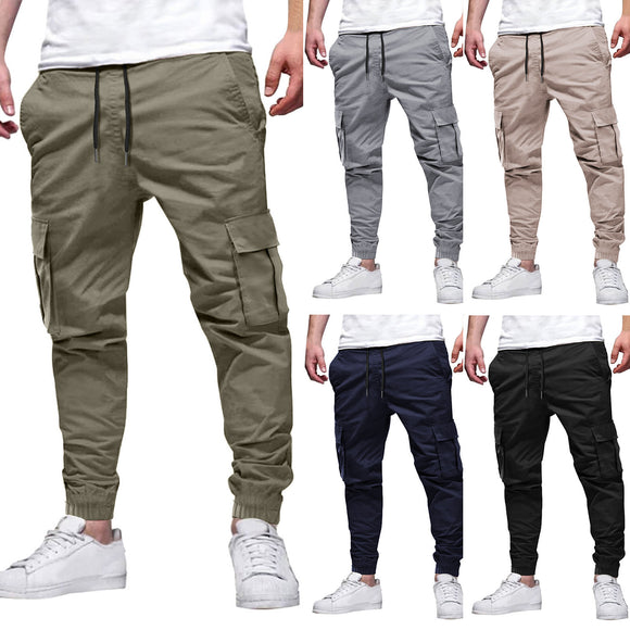 Drawstring Leisure Japanese Overalls, Men's Multi-pocket Trousers