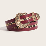 Women’s Leather Belt with Carved Buckle – Punk Fashion Waist Accessory