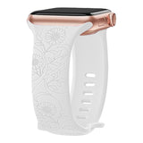 Laser Carved Embossed Brocade Sunflower Silicone Strap (Watch not Included)