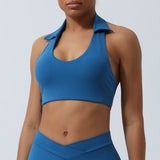 Women's Solid Color Lapel Halter Yoga Vest