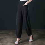 High Waist Drape Ice Silk Bloomers, Loose Casual Harem Pants