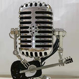 Metal Microphone with Guitar - Yagood Retro Aluminum Robot Sculpture Model