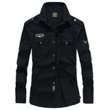 Solid Color Long Sleeves, Military Style Pocket Shirt