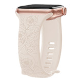 Laser Carved Embossed Brocade Sunflower Silicone Strap (Watch not Included)