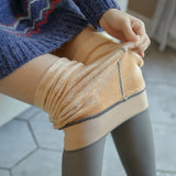 Translucent Plus Size Leggings, Fall and Winter Warm Fleece Lined Pantyhose, Women's Thermal Winter Tights