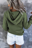Long-sleeved Hooded Sweatshirt with Pockets, Fashion Casual Button Drawstring Design Hoodie Top, Spring and Autumn Sports Clothing for Women