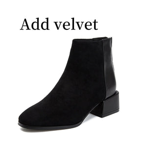 Retro Square Heel Pointed Toe Ankle Boots, Fashion Versatile Chelsea Women's Shoes