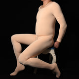 Winter Men's Fleece One-piece Bodysuit, Thick Warm Full Stockings