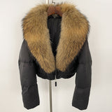 Fox Fur Collar Thick Short Down Jacket