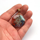 Retro Reiki Healing Energy Crystal Pendant of Natural Stone for Yoga Meditation, Spiritual 7 Chakra Jewelry Necklace Amulet