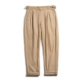 Men’s Retro High Waist Cotton Cargo Pants – Straight Fit Casual Trousers