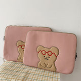 Compatible with Apple, Wind Girls' Tablet Bear Bag, Student's Korean Version IPad Pouch