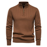 Men’s Half-zip Knitted Sweater – Casual Stand Collar Long-sleeve Pullover for Fall & Winter