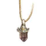 Retro Witch Hat, Amethyst Hexagonal Stone Necklace
