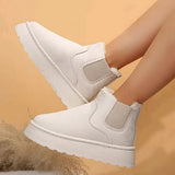 Fashion Flat Thick-soled Cotton Shoes, Round Toe Warm Plush Ankle, Winter Snow Boots for Women