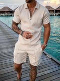 New Men's Summer Half Sleeve Top and Shorts, Casual Suit
