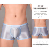 Oil Glossy, U Convex, Ultra-thin, Transparent, Men's Comfortable Stretch Shorts