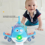 360-degree Rotating Electric Plane Airplane Toys for Kids, Bump and Go Action Toddler Plane with LED Flashing Light