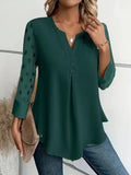 Spring and Summer Mesh Sleeves Button Shirt for Women