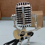 Metal Microphone with Guitar - Yagood Retro Aluminum Robot Sculpture Model