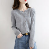 New Thin Round Neck Cardigan Sweater, Short Outer Tops