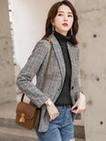 Plaid Women's Waist-slimming Casual Coat