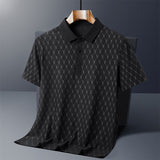 Men’s Seamless Ice Silk Polo Shirt, Short Sleeve Plus Size Summer Top