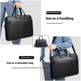 Men's Handbag, Horizontal Briefcase, Large Capacity First Layer Animal-hide 17-inch Computer Bag