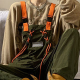Women’s Casual Cargo Overalls – Loose Fit Straight Suspender Pants