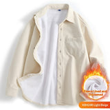 Men’s Retro Corduroy Long-sleeve Shirt with Warm Lining