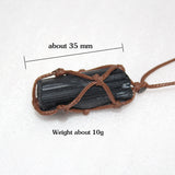 Black Tourmaline Raw Stone Net Bag Necklace – Natural Crystal Pendant